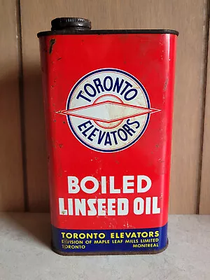 Vintage CANCO TIN - Toronto Elevators Linseed Oil Maple Leaf Mills • $28.82