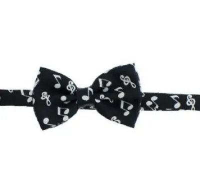 Men's Bow Tie Adjustable Pre Tied Music Notes Fancy Dress Black • £3.99