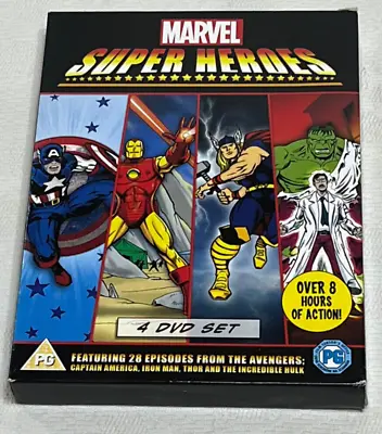 MARVEL SUPER HEROES : Captain America Iron Man Thor & Hulk -4 Disc DVD Boxset • £6.95