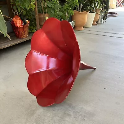 Odd Red Phonograph Horn Morning Glory Flower Homemade? For Cylinder Player • $149.99