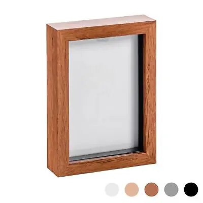 3D Box Photo Frame Standing Hanging Craft Shadow Frames 5 X 7  Dark Wood • £9