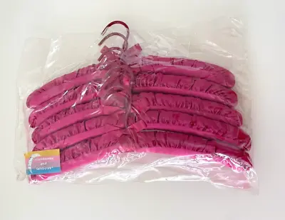 NEW 5 Vintage Hot Pink Bow Satin Padded Garment Hangers Moonbeams And Rainbows • $12.85