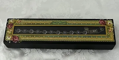 Bracelet MICHAL NEGRIN (Israel) Crystals • Flowers • PURPLE • Box • Never Worn • $94.95