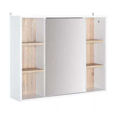 HOMCOM Wall Mounted Bathroom Storage Cabinet W/ Mirrored Door Adjustable Shelf • £32.99