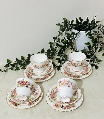 Colclough Wayside Breakfast 4 Trio Set Cup And Saucers And Plates • £32