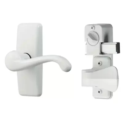 White Painted Zinc Storm And Screen Door Lever Handle Set With Deadbolt • $26.59