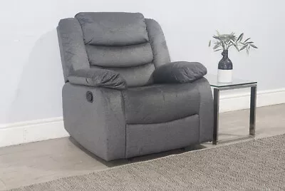 CLEARANCE - Sorrento Recliner Armchair Grey Aura Velvet - T12919 • £88