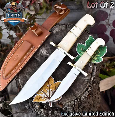 CSFIF Custom Bowie Knife D2 Tool Steel Bone Lot Of 2 Hunter • $15.50