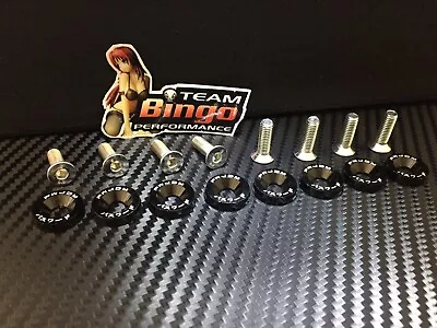 Fender Washers / Bolts ( BLACK ) 8 Pack M6 Countersunk Screws JDM Guard Washers • $13.99