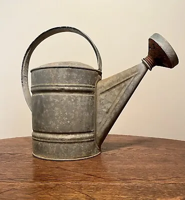 Vintage 1950’s Galvanized Metal Watering Can Farmhouse Gardening Tool • $43