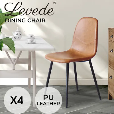 $209.99 • Buy Levede 4x Dining Chairs Kitchen Eames Accent Chair Lounge Room Padded PU Leather