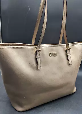Authenticated Michael Kors XL Jetset Gold Saffiano Leather Tote • $77.88
