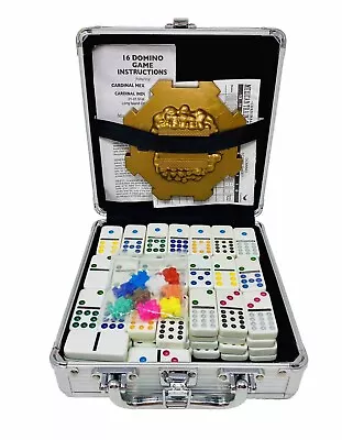 Cardinal Mexican Train 16 Game Domino Double 12 Set 91 Tiles Aluminum Case • $16.99