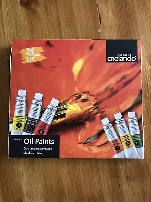 OIL Paints Set By Crelando - 24 X 18ml Colour Tubes - BRAND NEW • £6.95