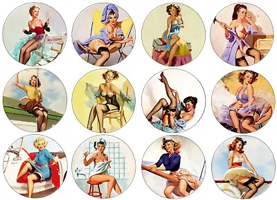 24 X Pin Up Girls - 1950's / 1960's - Edible Cup Cake Toppers - Not PRECUT • £3.35