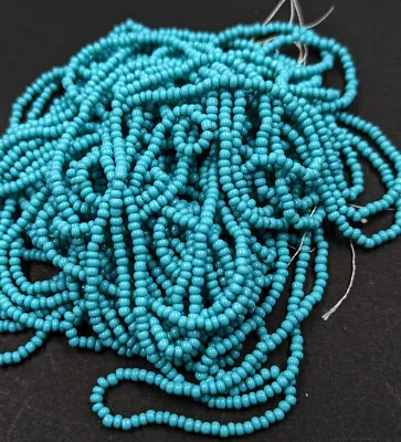 Vintage Czech Glass Seed Beads Opaque Turquoise Full Hank 11/0 • $8