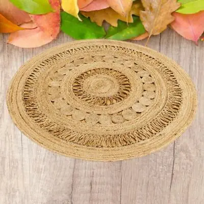 Rug Jute Round 100% Natural Braided Style Reversible Rug Modern Rustic Look Rug • $233.99