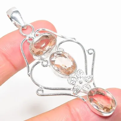 Morganite Gemstone Handmade 925 Sterling Silver Jewelry Pendant Sz 2.5  • $9.99