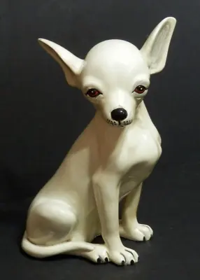 Vintage Chihuahua Dog Statue 1970's Marwal Inc. Glazed Off White • $45