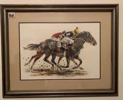 Super Rare Al Luster Watercolor Painting 1993 Prairie Bayou Mike Smith Belmont • $1500