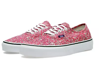 VANS 'Off The Wall Liberty' Pink White Leaves Canvas Skate Shoes Size 7.5 US • $40