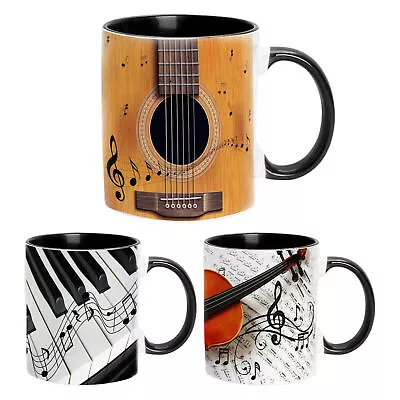 Music Themed Coffee Mugs Coffee Travel Mug Guitar Cup Guitars Piano Violin 350ml • $25.19