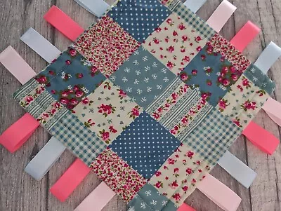 Taggy Blanket 8  Patchwork Cuddle Blanket Baby Gift Baby Accessories Clothes Tag • £5