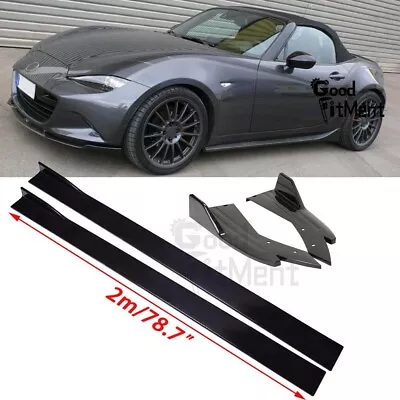 For Mazda MX-5 Miata 2006-2023 79'' Side Skirt Spoiler + Rear Lip Diffuser Black • $129.71