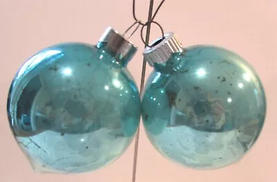 2 Vintage Shiny Brite Fancy Shape Blue Glass Christmas Ornament  • $18