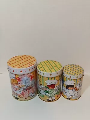 Vintage Metal Tin House Of Lloyd Nesting Tins Lot Of 3 1985 Baking Kids • $12