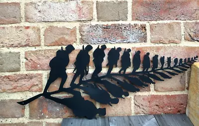 Metal Fern Leaf Soldier Silhouette Garden Ornament Wall Art Painted • £39