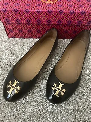 TORY BURCH EVERLY  Ballet/ LEATHER FLATS- Perfect Black- SIZE 8.5.    Once Worn • $145