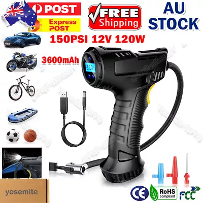 Automatic Cordless Car Tyre Inflator LCD Digital Air Compressor Pump Handheld • $26.99