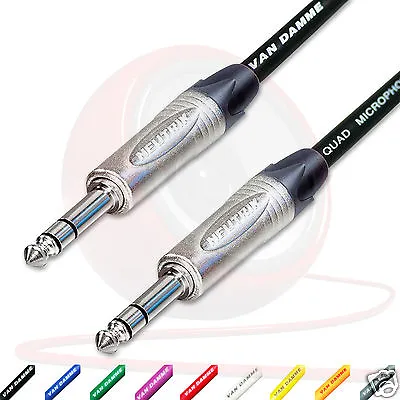 Neutrik Stereo / Balanced ¼  TRS Jack Lead. Van Damme STARQUAD Cable. 10m 6m 3m • $50.49