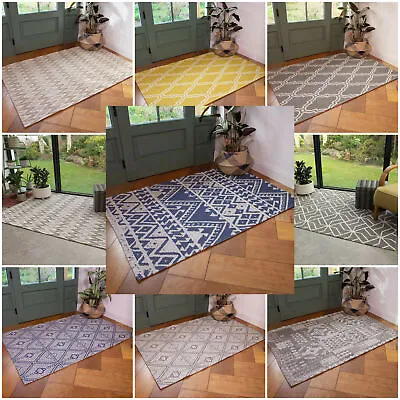 Modern Cotton Flatweave Rugs Small Large Living Room Rug Long Hallway Runners • £32.95