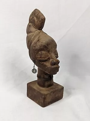 Rare Bust Hand Carved Wooden Sculpture Of African Tribal Woman Jewelry Vintage • £36.49