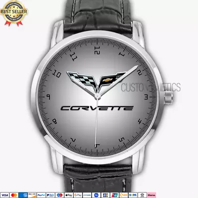 Chevrolet Corvette C6 C8 Black Logo CVT001 Quartz Watch Analog Men's Wristwatch • $37.90