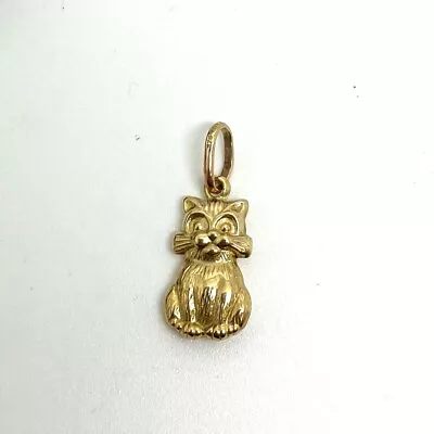 9ct Gold Cat Charm Pendant 9k Yellow Gold 375 Kitten Cat Pet Charm Pendant • £42