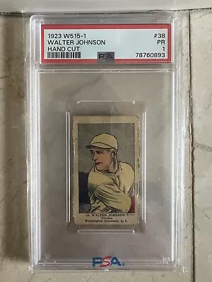 1923 W515-1 Walter Johnson #38 Nationals HOF PSA 1  • $540