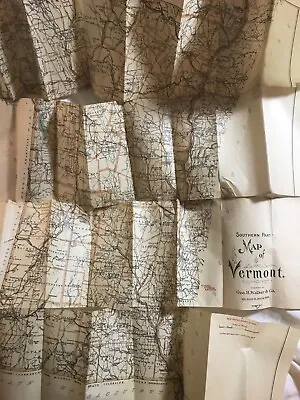 Antique Pocket Map SOUTHERN VERMONT Geo Walker 1902 For Restoration • $24.50