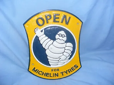 Michelin Sign Cast Iron Open Advertising Sign Garage Man Cave Michelin Man Tyre • £28.95