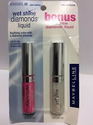 BONUS Maybelline Wet Shine Diamonds Lip Gloss PLUM SOLITAIRE + CLEAR CUT DIAMOND • $29.71