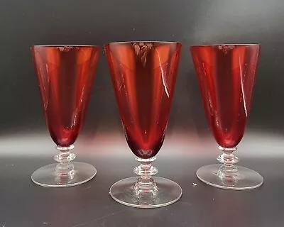 Morgantown Spanish Ruby Red 6 1/4   Water Goblets Set Of 3 • $10