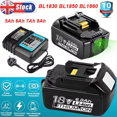 For Makita 18V LXT Li-ion 6Ah 5Ah Battery BL1830 BL1840 BL1850 BL1860 / Charger • £31.89