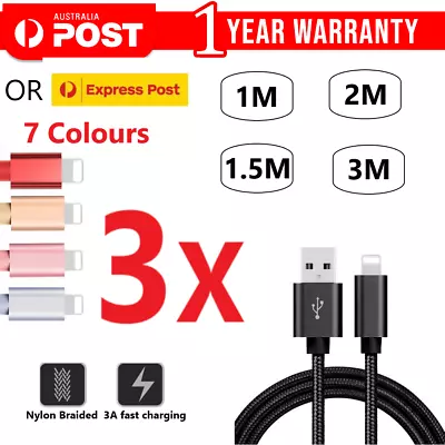 3X Braided Fast USB Cable Cord Charger For IPhone 6 7 8 11 12 13 14 Pro Max IPad • $9.99