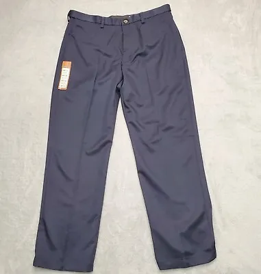Haggar Pants Mens 36x32 Navy Cool 18 Performance No Iron Comfort Waist Classic • $25.97