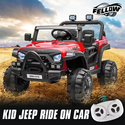 Electric Ride On Car Vehicle Toy Off Road Remote Control Jeep Truck For Kids Red • $299.95