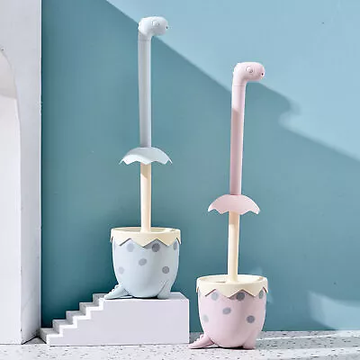 1 Set Bathroom Toilet Brush Indeformable Labor-saving Cartoon Dinosaur Egg Shape • $26.35