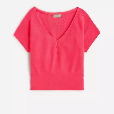 Nwt J.CREW CASHMERE Featherweight V Neck Cardigan Sweater Shirt Xs Dragon Fruit • $67.99