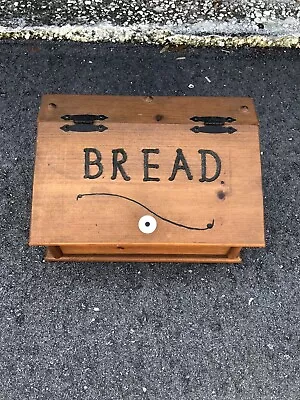 Vintage Bread Box Wood Rustic Primitive Country Kitchen Wooden 16'' WIDE  • $39.99